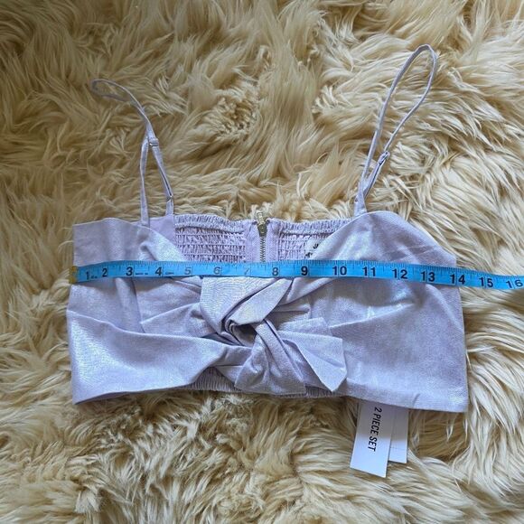 NWT Jason Wu Luminous Lavender Shimmery Tie Front Crop Top Small - Picture 8 of 8
